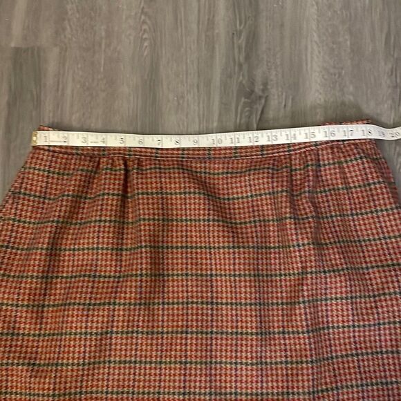 Vintage J.G. Hook Wool Skirt Plus Size Fall Red, Green Blue Houndstooth Plaid Sk - Picture 3 of 9